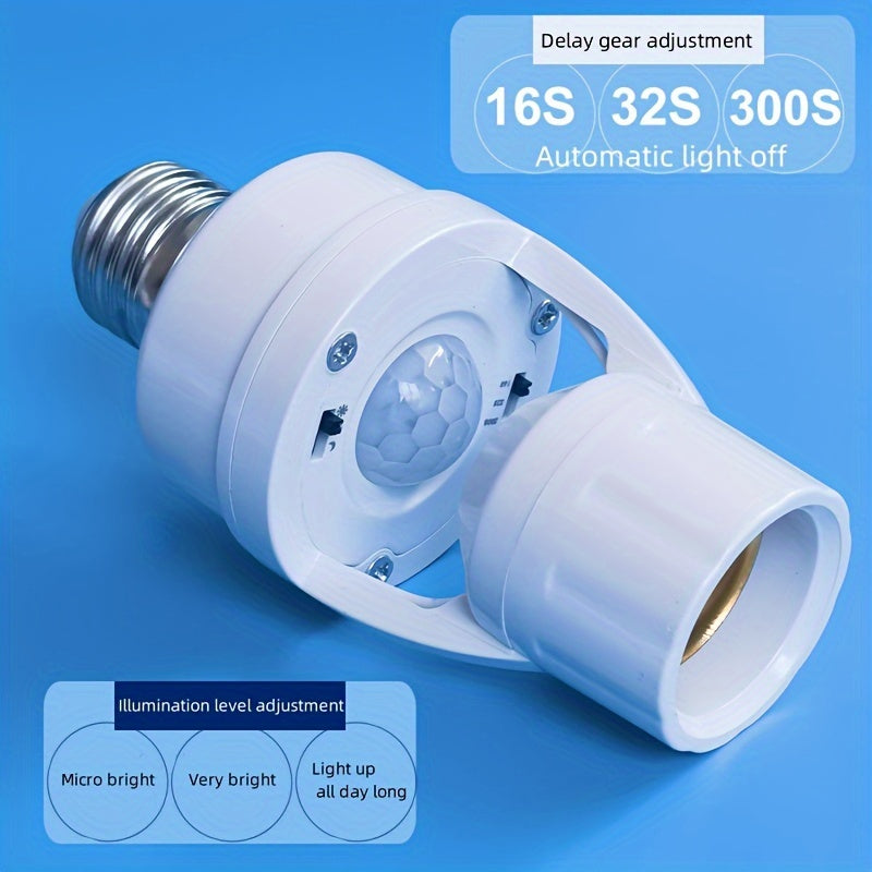 1pc E27 Motion Sensor Light Bulb Holder, Automatic Switch Control, Energy-Saving, Edison Base, 85V-265V, No Battery Needed, Perfect for Home, Office, Garage, Storage Rooms.