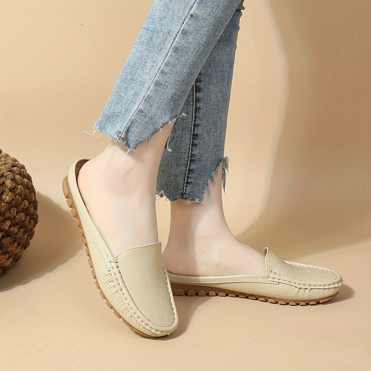 Stylish slip-on mule sandals with half-toe design, perfect for summer.