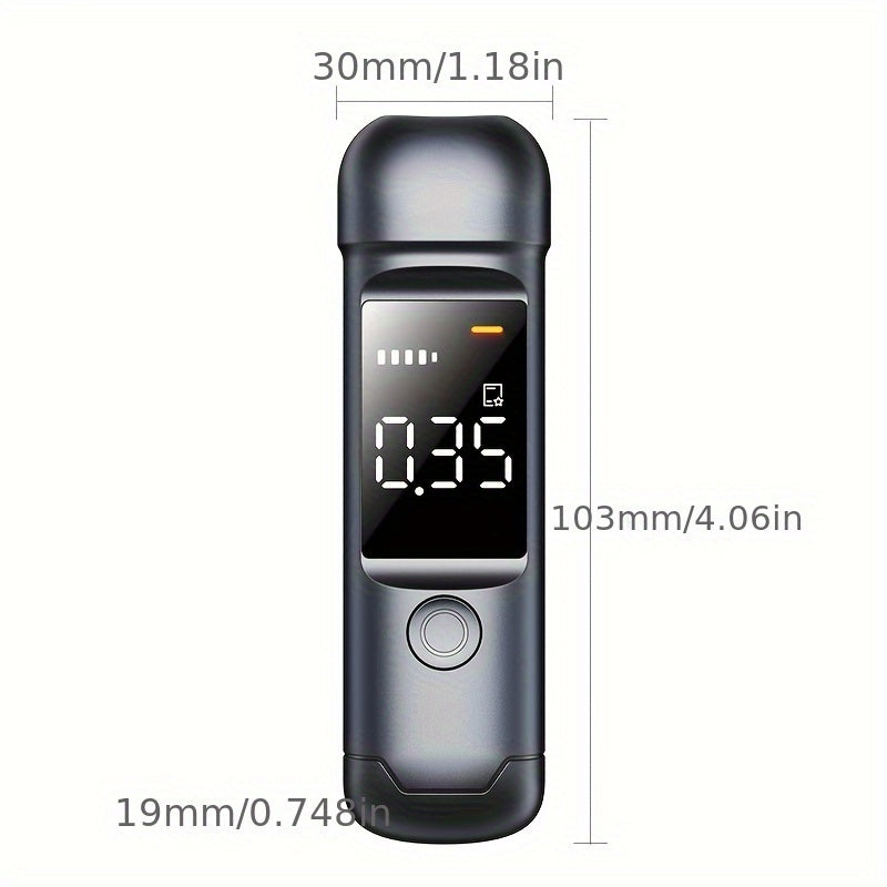 Compact Digital Breathalyzer with LCD Display, Accurate and Sensitive, Rechargeable via Type-C, Ideal for Personal Use.