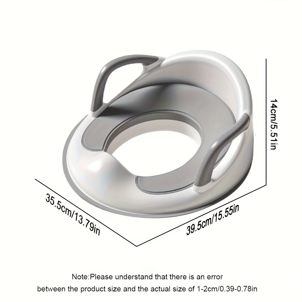 Potty Training Seat with Sturdy Handles, Durable Plastic Toilet Trainer Suitable for Ages 3-6, Easy to Clean and Designed for Perfect Fit, Features Dual Color Scheme.