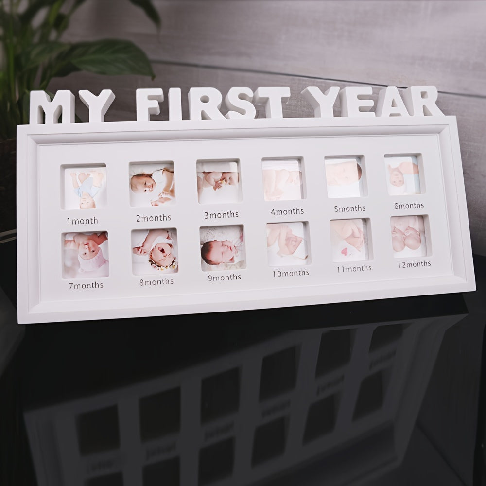 This Growth Photo Frame is perfect for your little one's first year! Made from durable polyvinyl chloride material, it features a single frame design with a 12 month milestone display for both wall and tabletop decor. Ideal for children ages 14 and up.