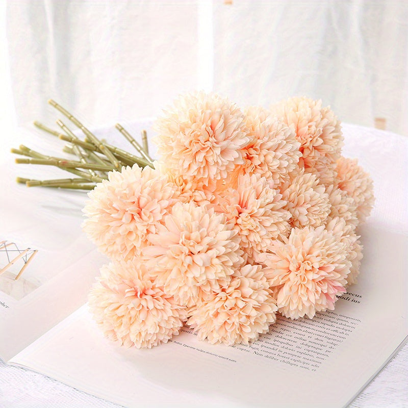 5 artificial chrysanthemum and dandelion flowers for DIY wedding decor.