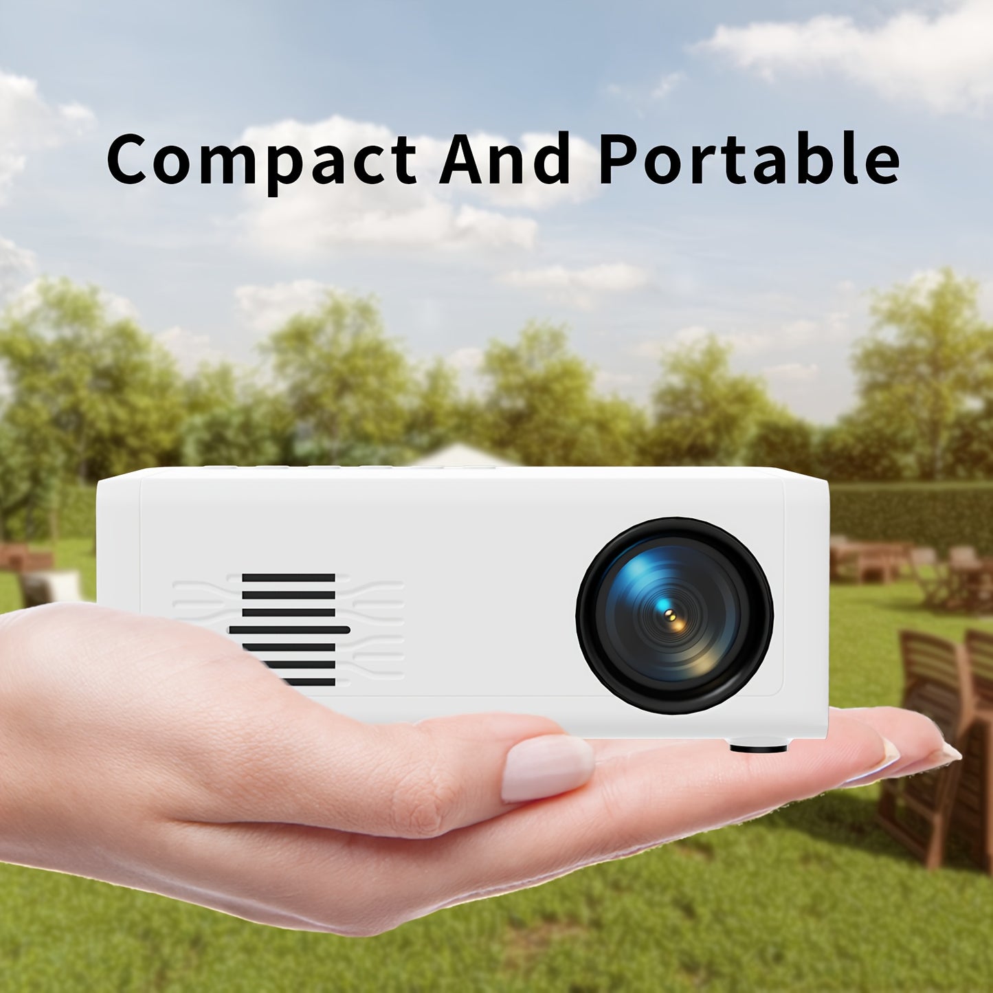 Compact ZRZTM M1-EU Plug Mini Projector with fast focus, speaker, and remote control for family movie nights in the bedroom. Compatible with Android/Windows/TV Stick, with AV/TV/USB