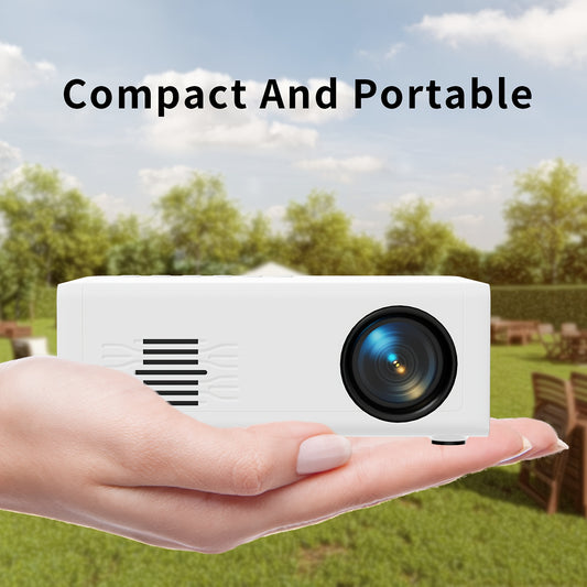 Compact ZRZTM M1-EU Plug Mini Projector with fast focus, speaker, and remote control for family movie nights in the bedroom. Compatible with Android/Windows/TV Stick, with AV/TV/USB