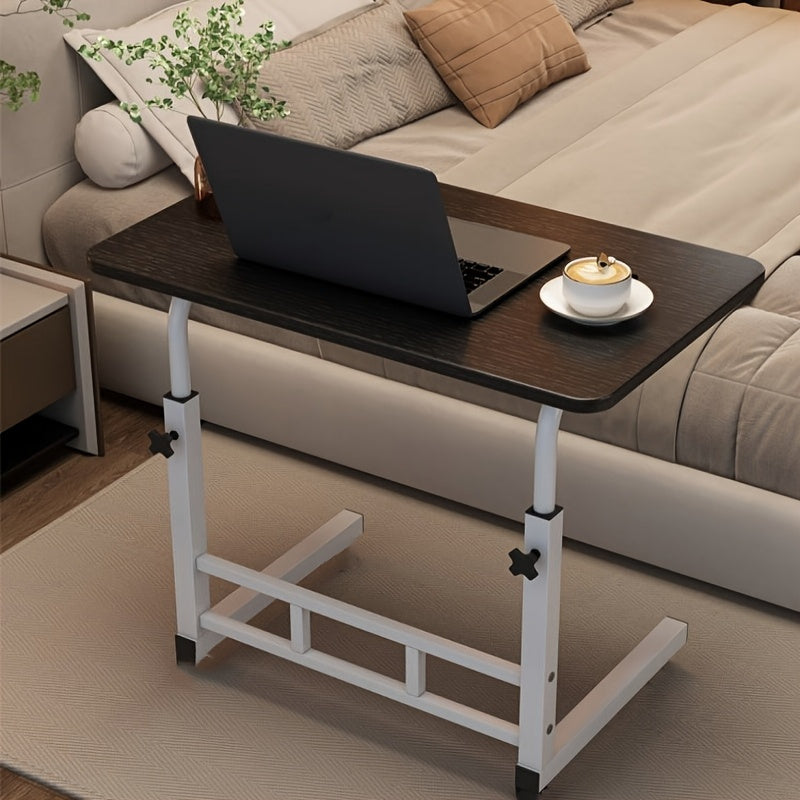 Adjustable height computer desk suitable for bedroom and living room, available in black, white, and walnut colors. Solid wood bedside table also functions as a notebook computer desk