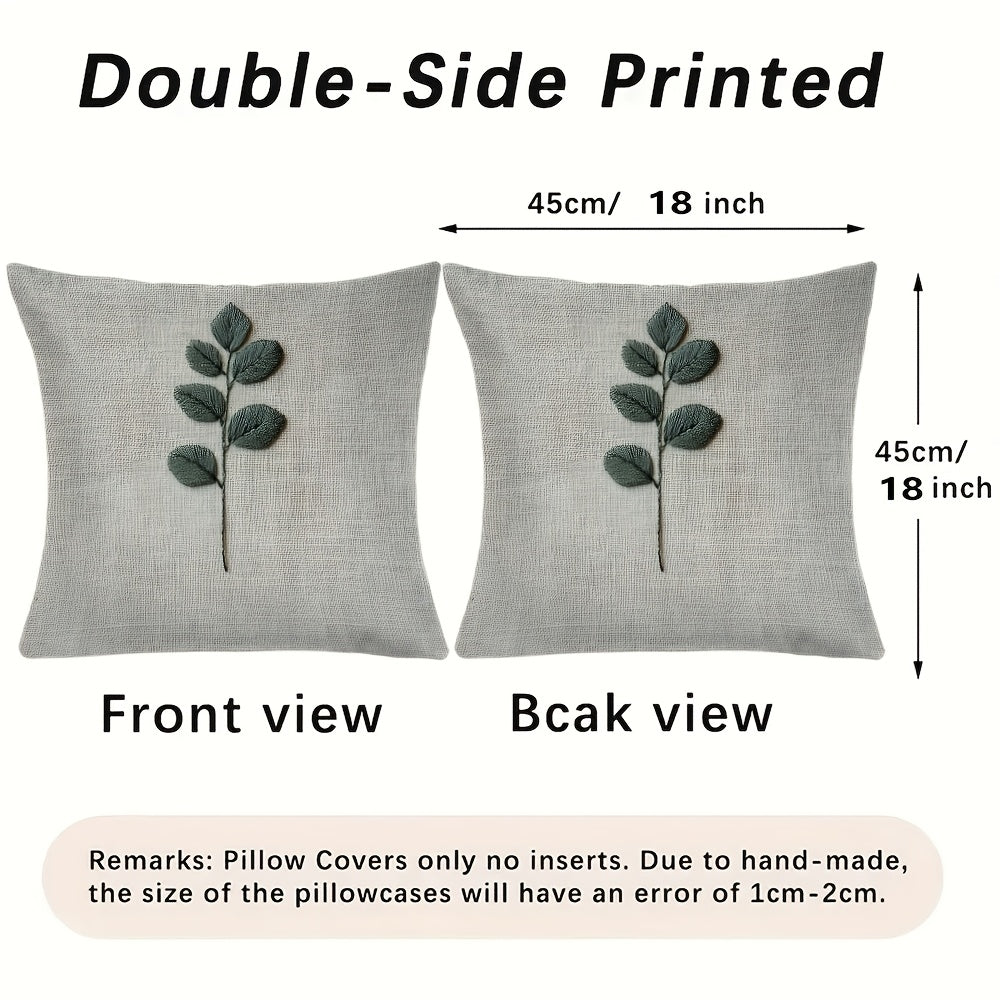 Get the Retro Leaves Embroidered Pillow Cover made with soft short plush polyester material for a luxurious feel. This square zippered cushion case features a double-sided design, making it perfect for home, office, and outdoor decor. Plus, it's easy to