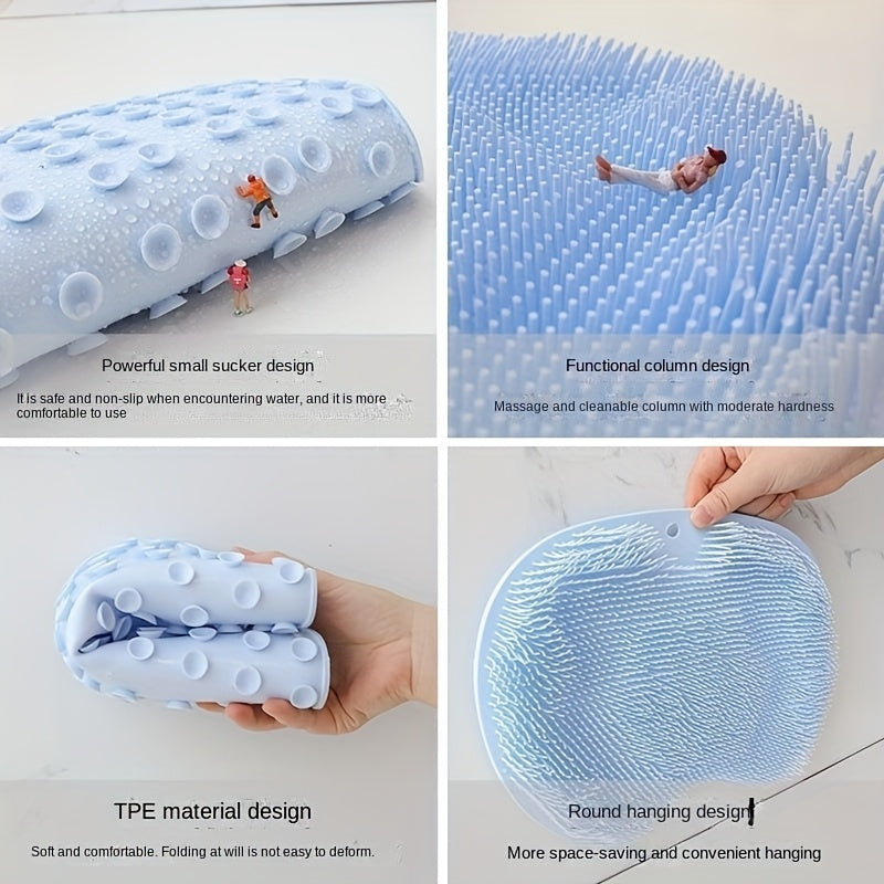 Versatile bath brush foot scrubber mat with massage pad and anti-slip design for exfoliating and massaging