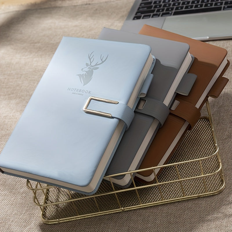 Premium faux leather notebook with buckle closure, 160 waterproof square grid pages for home, office, and study use.