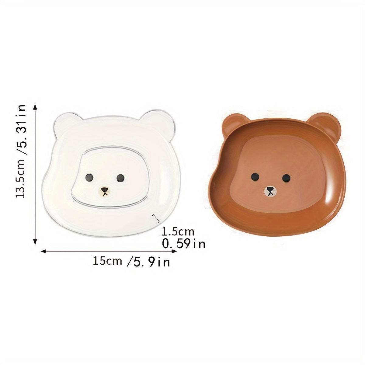 2 adorable bear cartoon PET plates for snacks and meals - durable kitchen essential.