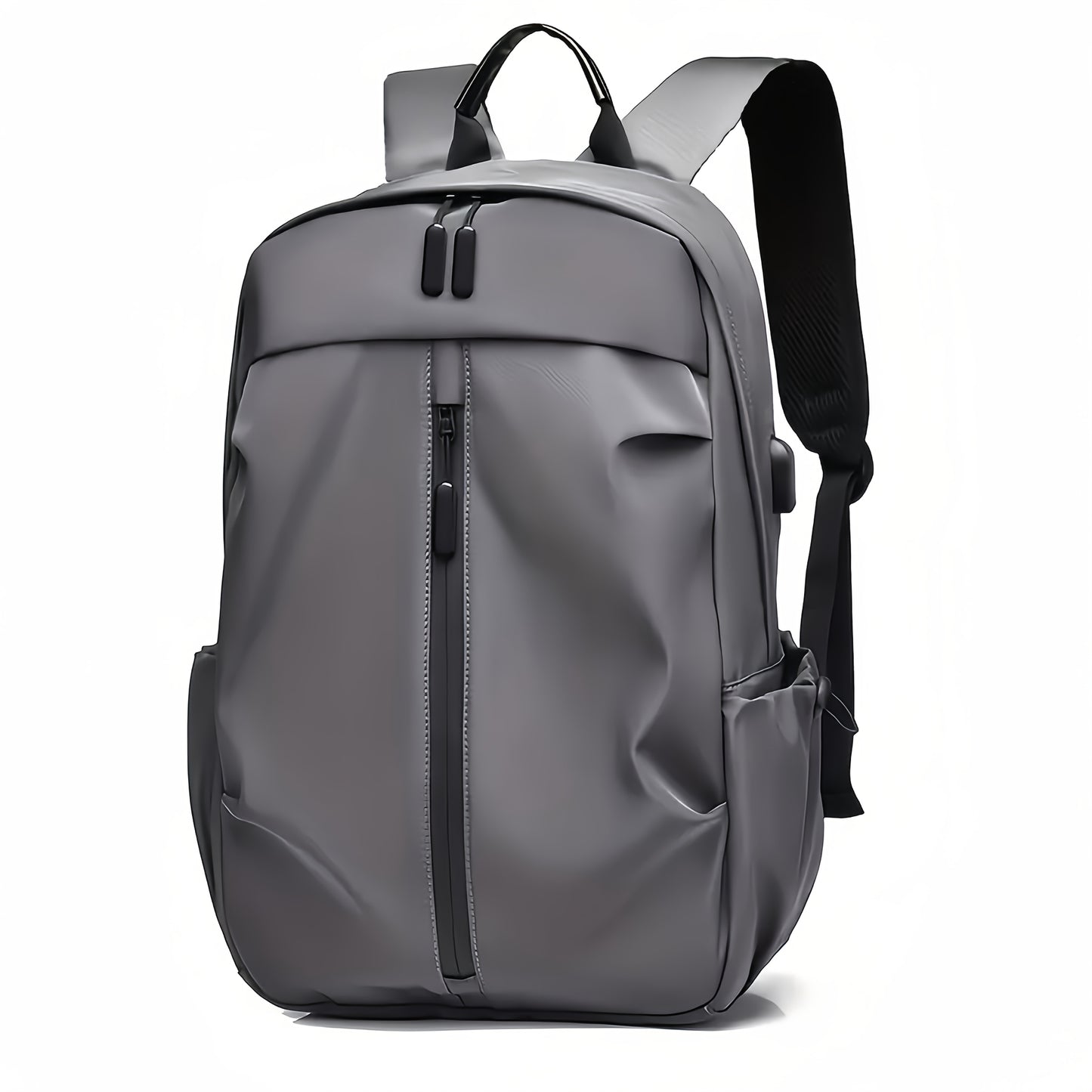 Men's Solid Color Double Shoulder Backpack for Sports, Travel, Commuting, and School, lightweight and simple design for laptops.