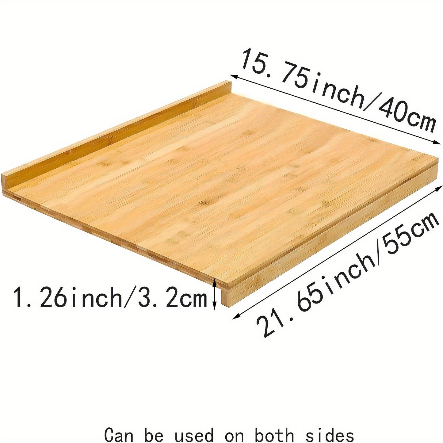 Large Bamboo Wood Pastry Board with Dual-Sided Kitchen Butcher Block and Counter Edge, Reversible Cutting Board for Secure Fit on Table, Food Safe Chopping Board