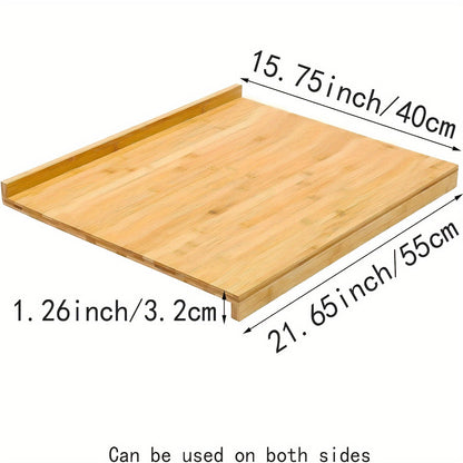 Large Bamboo Wood Pastry Board with Dual-Sided Kitchen Butcher Block and Counter Edge, Reversible Cutting Board for Secure Fit on Table, Food Safe Chopping Board