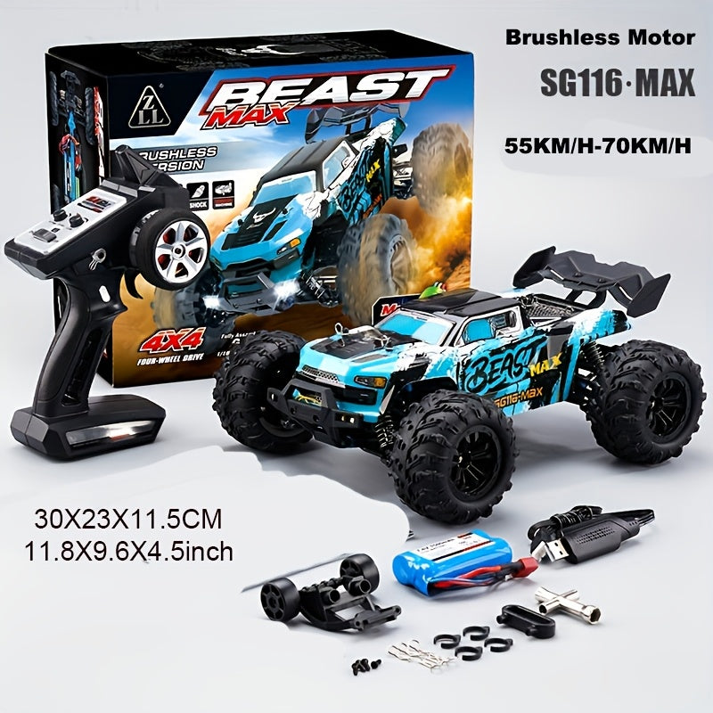 HEGEMONY BEAST 2.4G High-Speed RC Car, 1:16 Scale 4WD Off-Road Vehicle with Sync Remote Control System, USB Rechargeable, Wi-Fi Enabled - Ideal Birthday Gift, Green & Black with Purple