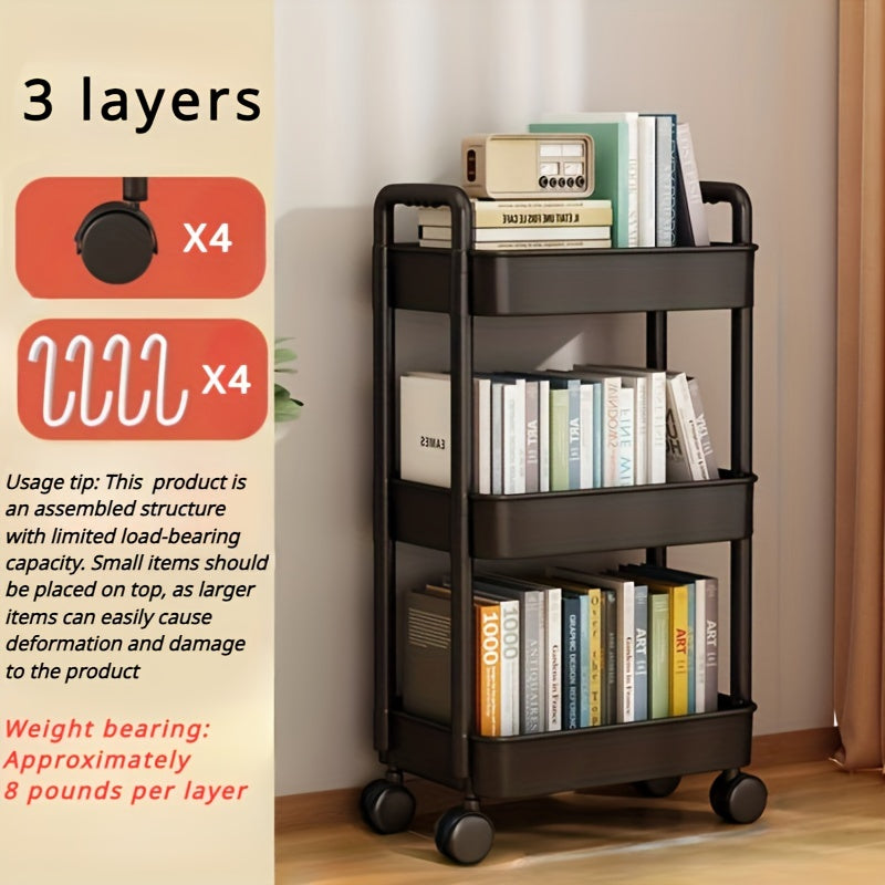 The White Plastic Multi-Layer Storage Cart is a versatile and practical solution for organizing your kitchen, bathroom, or bedroom. Ideal for multi-purpose storage and organization needs.