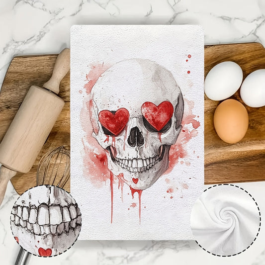 Get 2 Ultra Soft Kitchen Towels featuring "Love Language Is Sarcasm" & Skull Design. Made from highly absorbent polyester, these dish hand towels are machine washable and measure 40.64x60.96 cm. Perfect for Valentine's Day decor, these towels are ideal