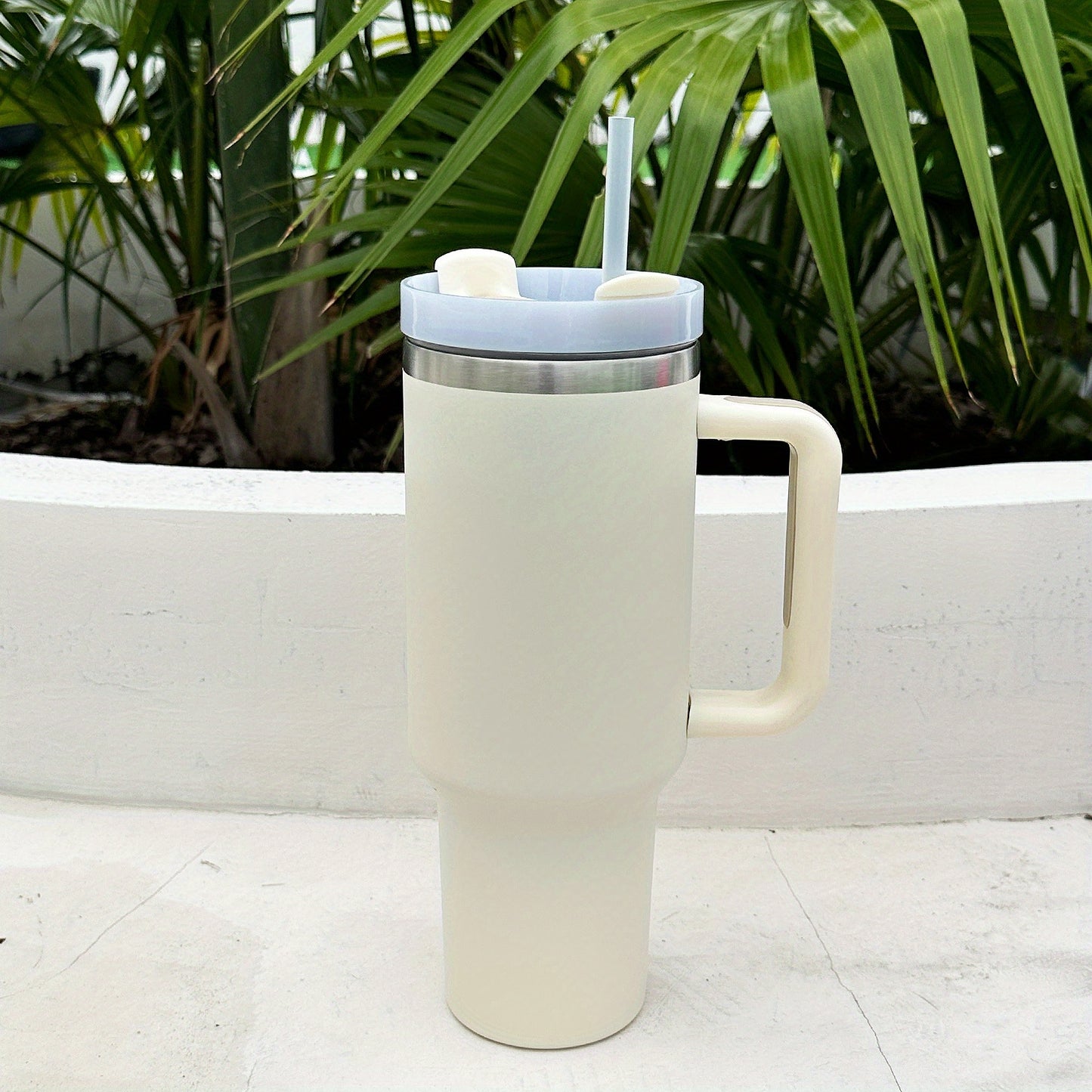 1 40oz Stainless Steel Double Wall Tumbler with Lid, Handle, Heavy Duty Water Bottle, Summer Drinkware & Kitchen Item.