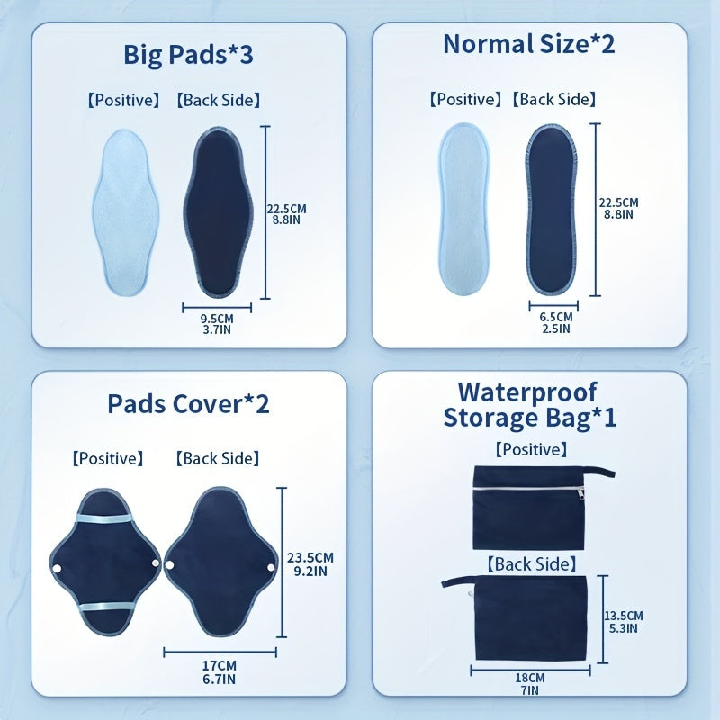Набор из 8 многоразовых менструальных прокладок с сумкой для хранения, высокоабсорбирующий микрофлис, 3 чехла для прокладок, оптовая упаковка санитарных прокладок с завода