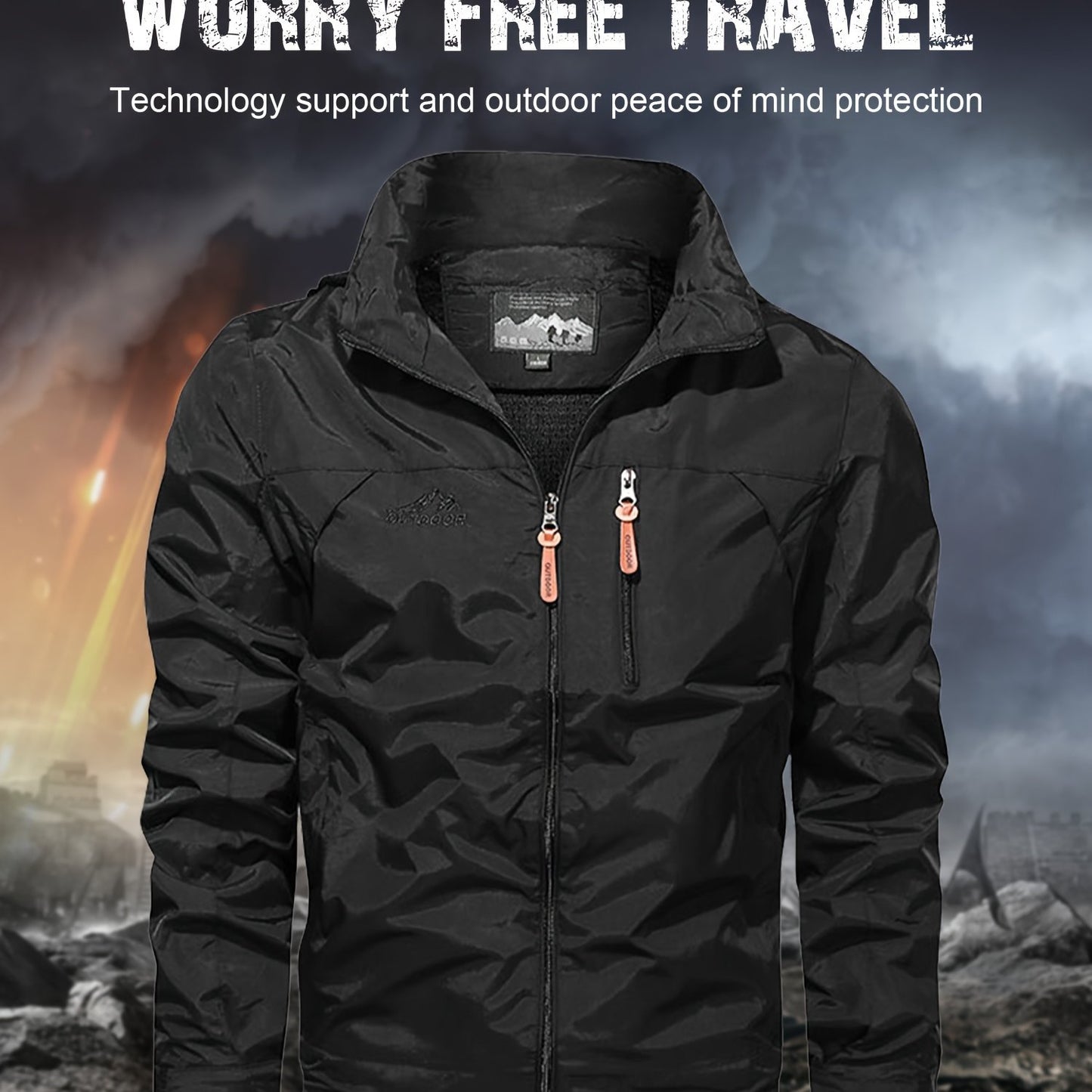 Men's Windproof Hooded Windbreaker Jacket