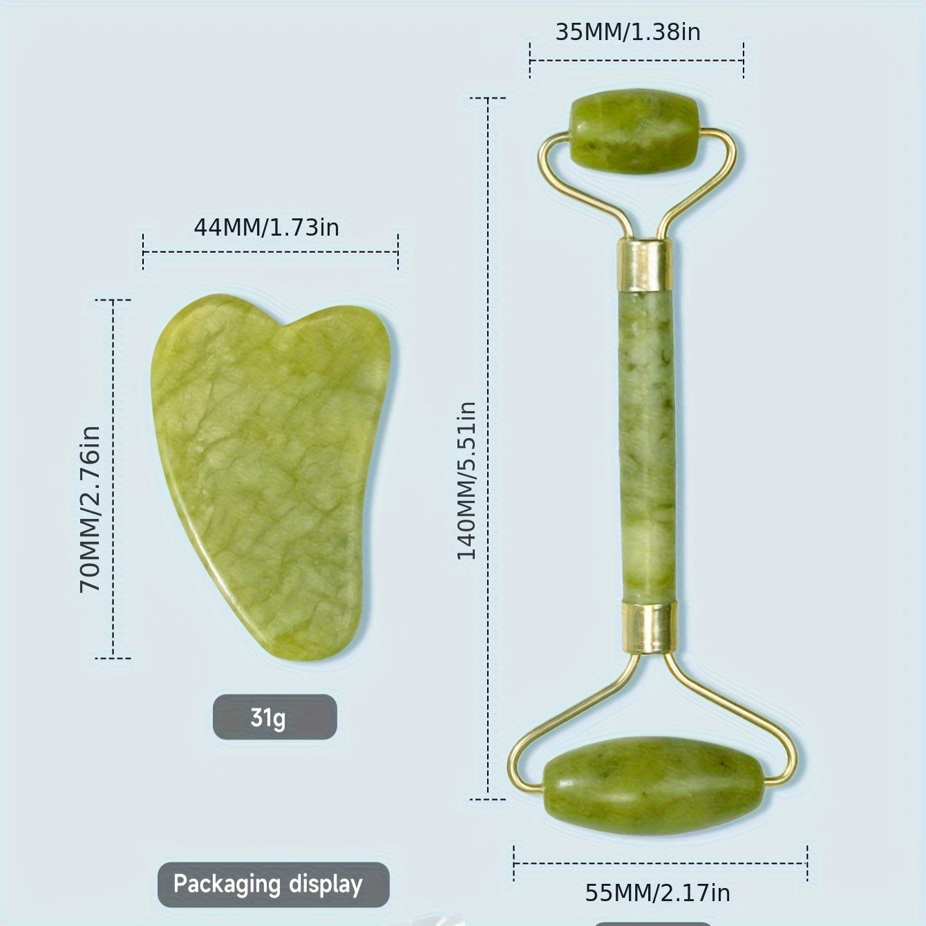 1/2pcs Natural Jade Gua Sha Massage Tool Set, Manual Facial Roller, Great Valentine's Day Gift for Mother and Girlfriend