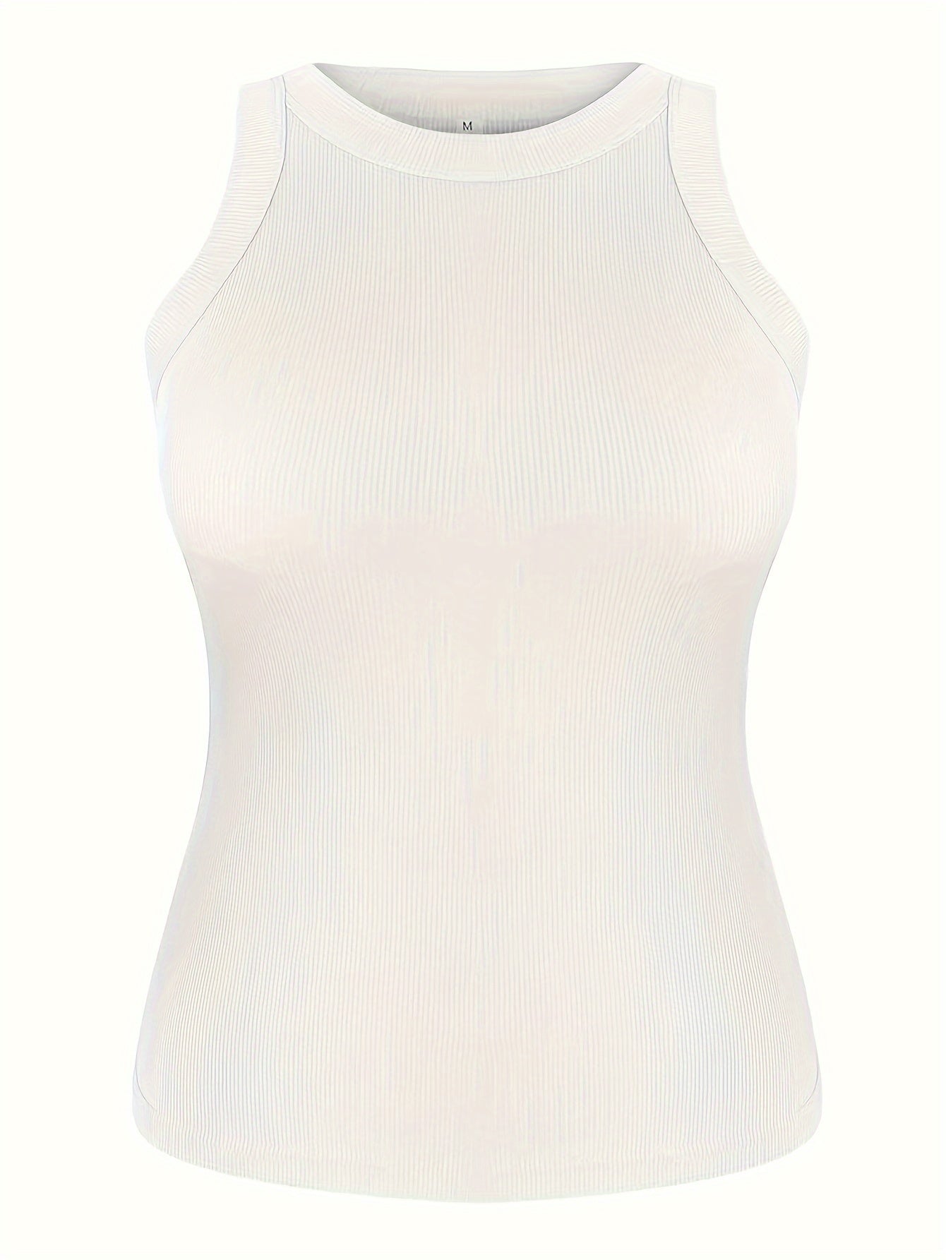 RIBBED TANK TOP: Cool and comfortable summer wear for women, made of soft stretch polyester & elastane blend. Seamless finish, versatile fashion.