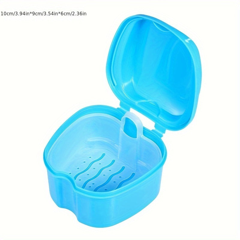 1pc Denture Care Bath with Hanging Net Container for Cleaning False Teeth