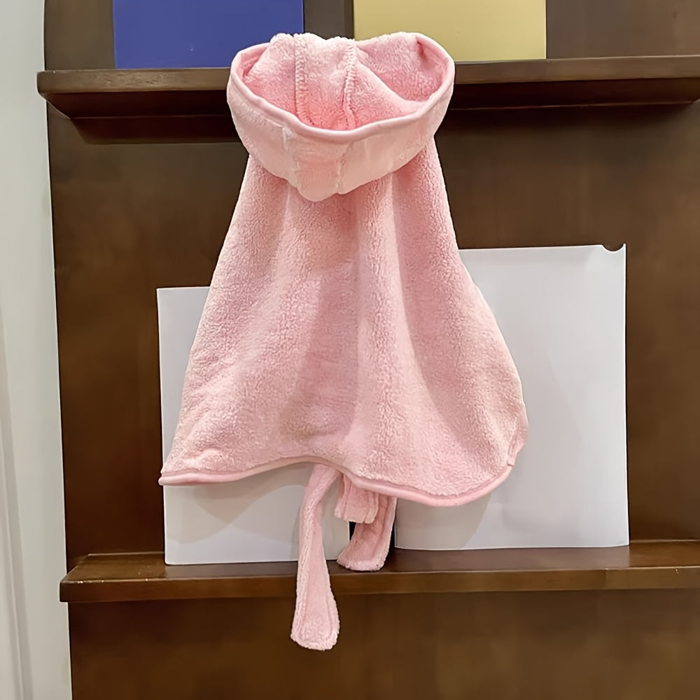 Highly absorbent microfiber bathrobe for small to medium pets - fast drying, soft, secure closure.