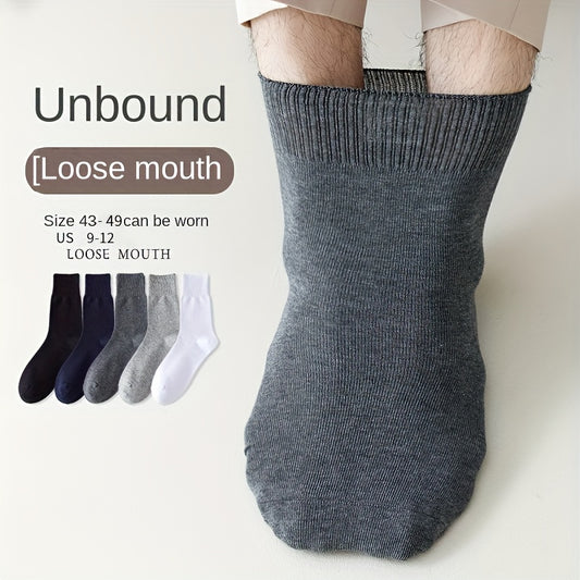 5 pairs of breathable, comfortable plus-size socks for men, designed for wider feet.