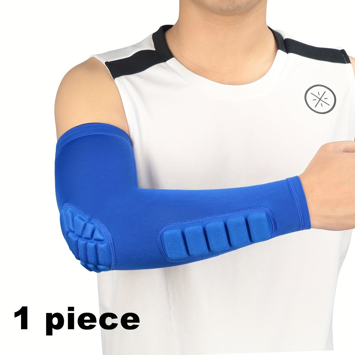 Sports arm guard with detachable honeycomb pad, anti-slip strip. Suitable for multiple sports.