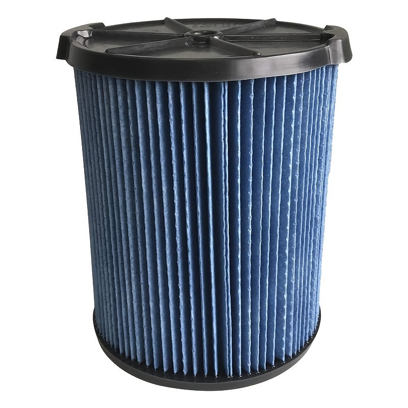 Compatible with Craftsman CMXZVBE38751 vacuum filter - Designed to fit shop vacuums ranging from 18.93 to 75.71 liters, made of blue paper material.