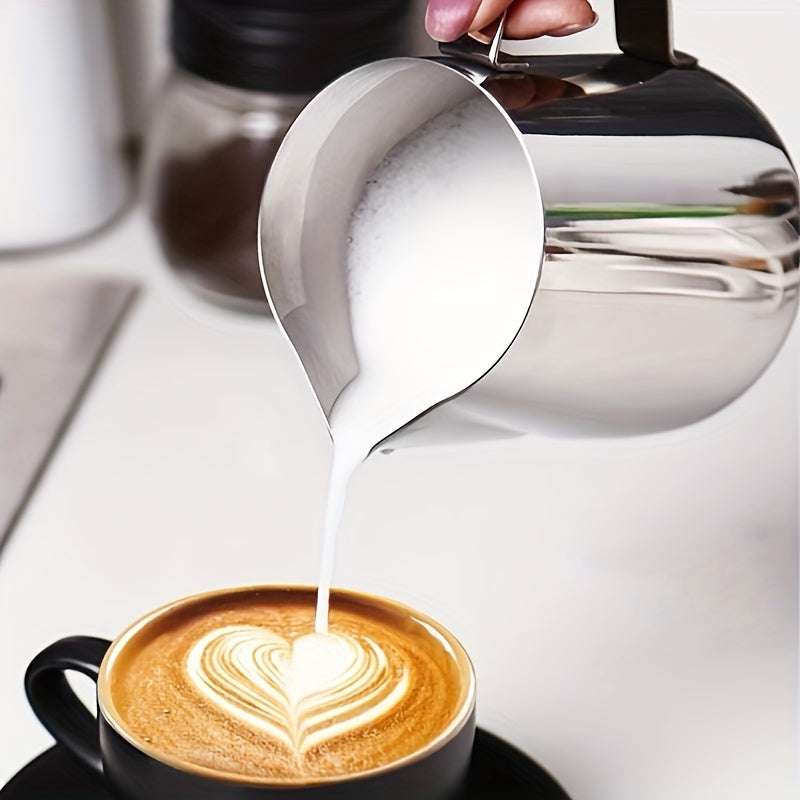 1pc 600ml Handheld Stainless Steel Manual Milk Frother Pitcher - Perfect for Latte, Cappuccino, and Espresso - Ideal for Home, Restaurant, Hotel, Coffee Shop, or Office Use