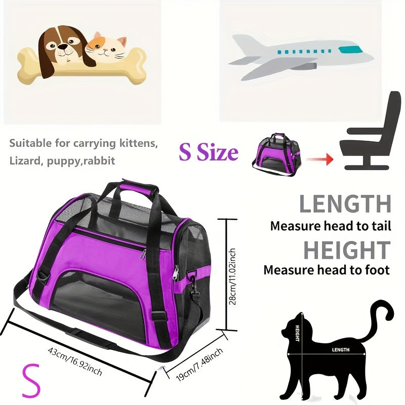 Pet travel carrier for cats and dogs - lightweight, foldable, safe, comfortable, and ventilated.