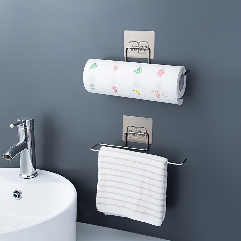 FlexiMounts Iron Wall Mount Kitchen Paper Towel Holder - No-Drill Towel Rack with 180° Twist - Multipurpose Home Storage Organizer