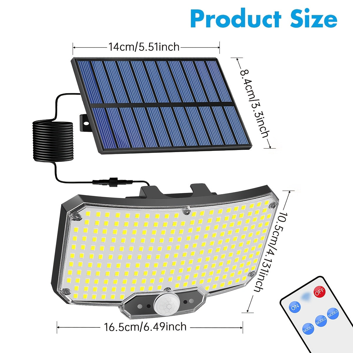 1-piece 234 LED Solar Light with 3 modes and motion sensor is a security light for outdoor spaces.