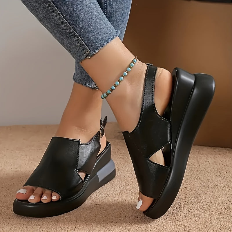 Wedge sandals for women, comfortable and stylish with buckle strap.