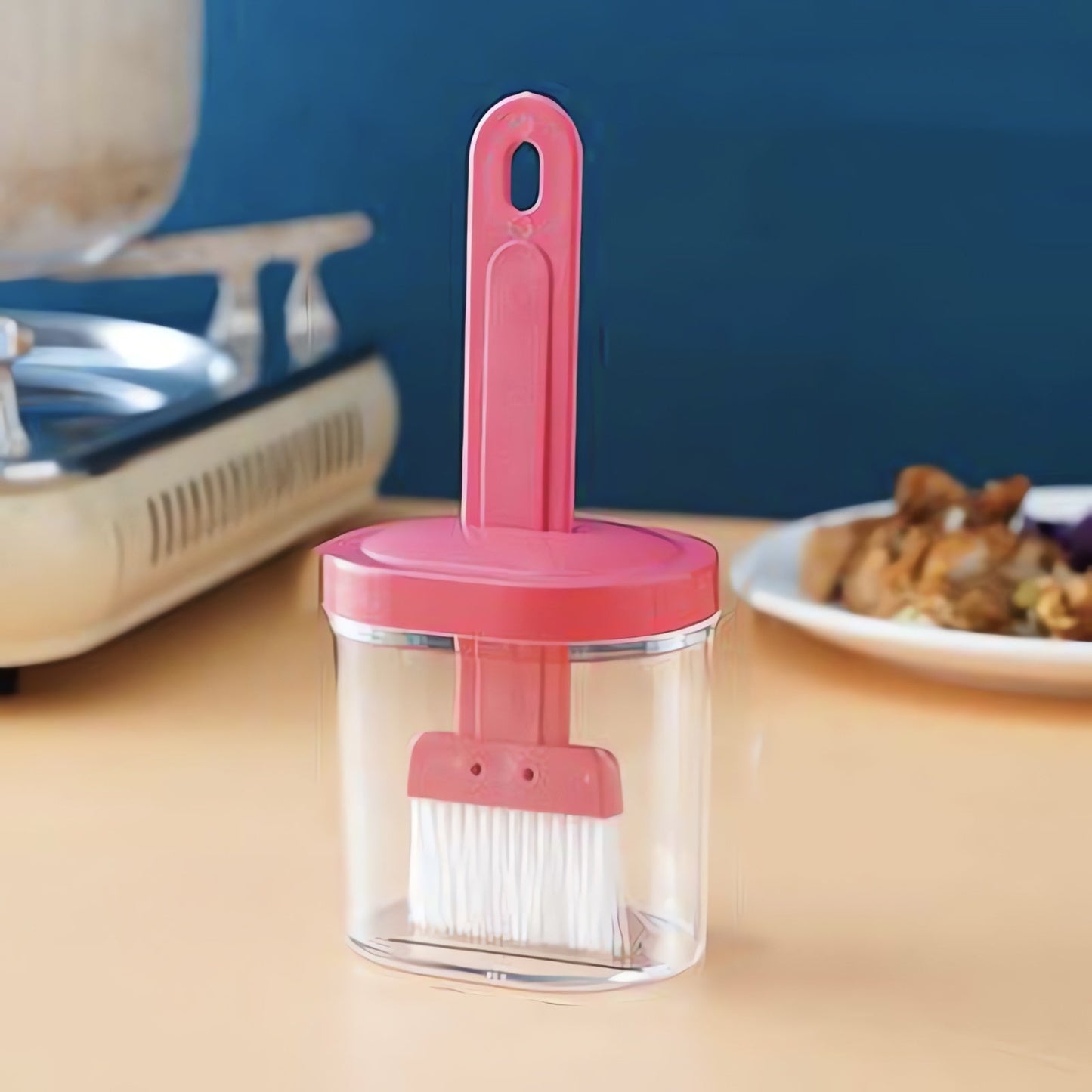 High temperature resistant silicone oil brush with storage box, perfect for cooking, baking, and barbecue.