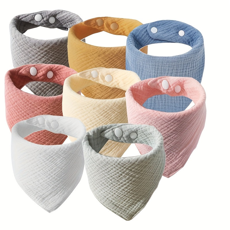 3 packs of plain color feeding bibs for teething and drooling, featuring 4-layer soft absorbent bandana bibs.