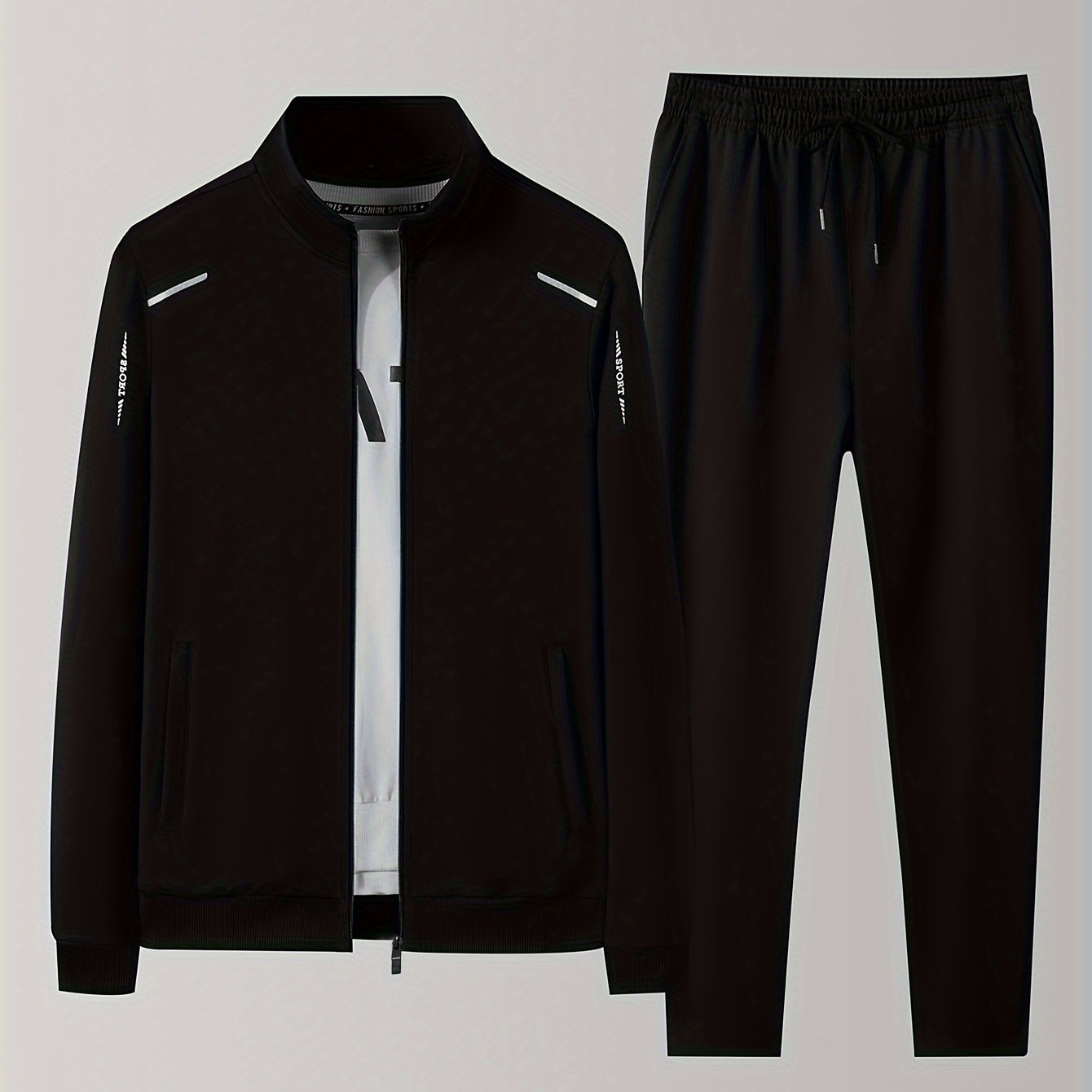 Men's Zip-up Jacket and Sweatpants Set for Spring and Autumn Sports