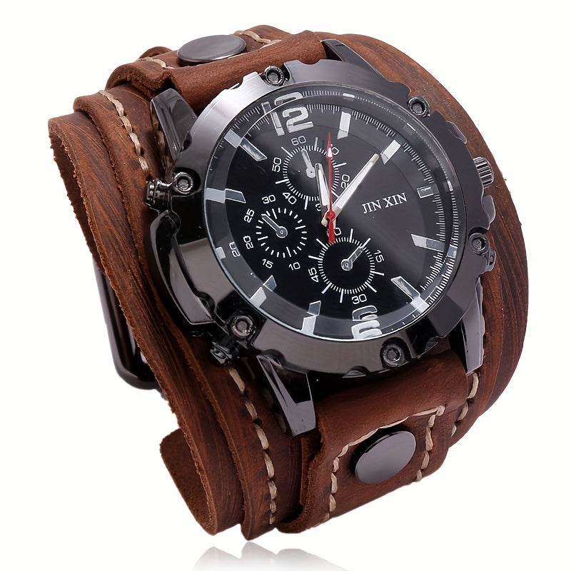 Retro style casual watch for men with a punk vintage design.