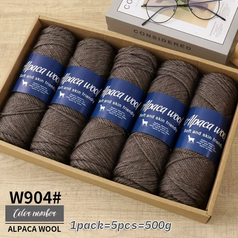 Jiuweidiawang Alpaca Wool Yarn Bundle - 95% Alpaca, 5% Polyester, Multicolor Yarn Pack for Knitting/Crocheting, 100g/Ball, 5 Balls (490g total), Ideal for Winter Crafts, Sweaters, Shawls