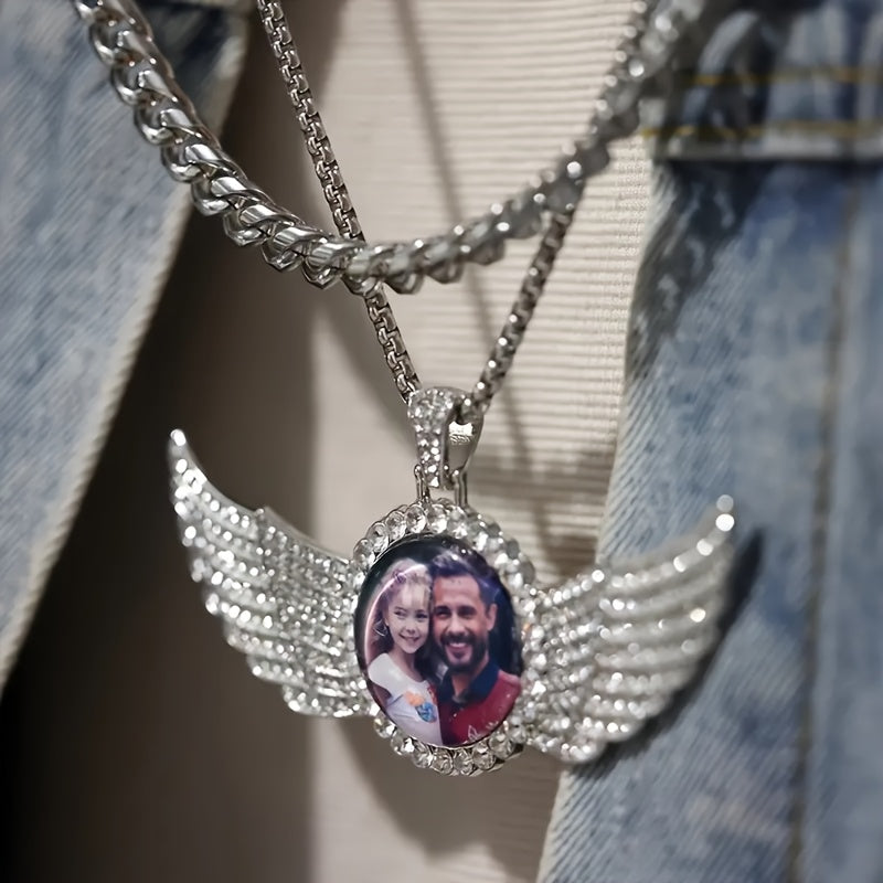 Customize your look with this stunning Personalized Photo Pendant Necklace. Crafted with 14K Golden Plated Zinc Alloy and accented with Rhinestones, this necklace is the perfect choice for any occasion. Choose your favorite picture to make it truly