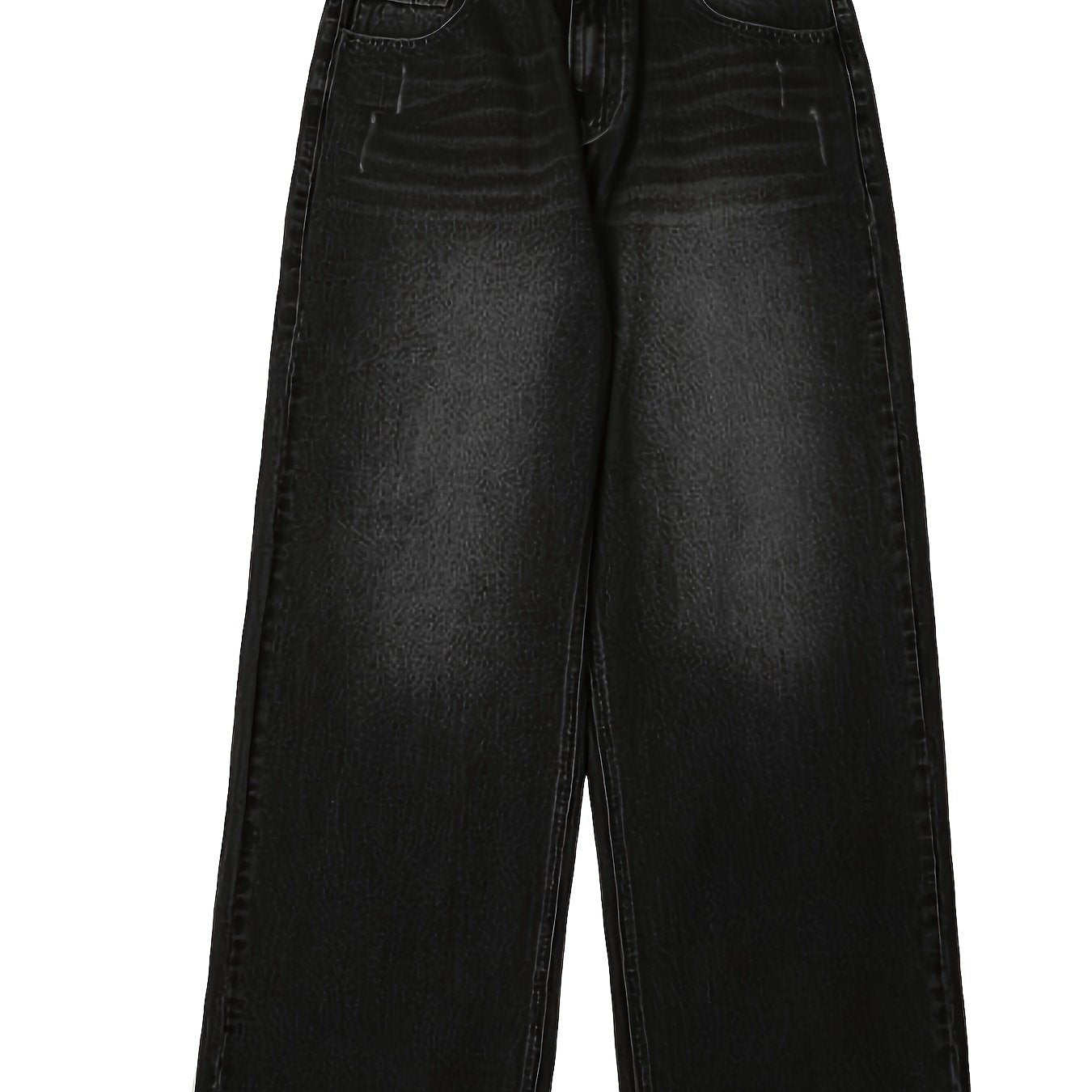 High-waisted wide leg jeans for women with a geometric pattern, raw wash, and loose fit. Made of 69% cotton, 15% polyester, 3% modal, and 13% rayon. All-season denim pants with 380g/m²