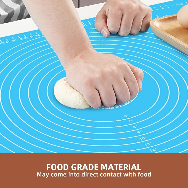 Get a 1 piece EVA Non-Stick Silicone Baking Mat complete with Measurement Guide. This mat is Food Safe and Reusable, perfect for making Pizza, Cakes, and Holiday Treats. It's an ideal addition to your Thanksgiving, Christmas, Halloween, Easter, and