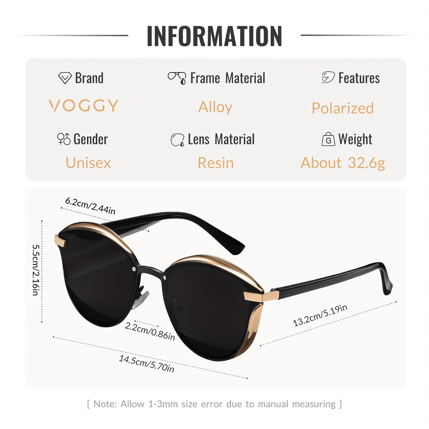 VOGGY Retro Butterfly Polarized Fashion Glasses for Men & Women - Metal Frame, Ideal for Driving, Hiking, Cycling, Fishing, Travel & Parties