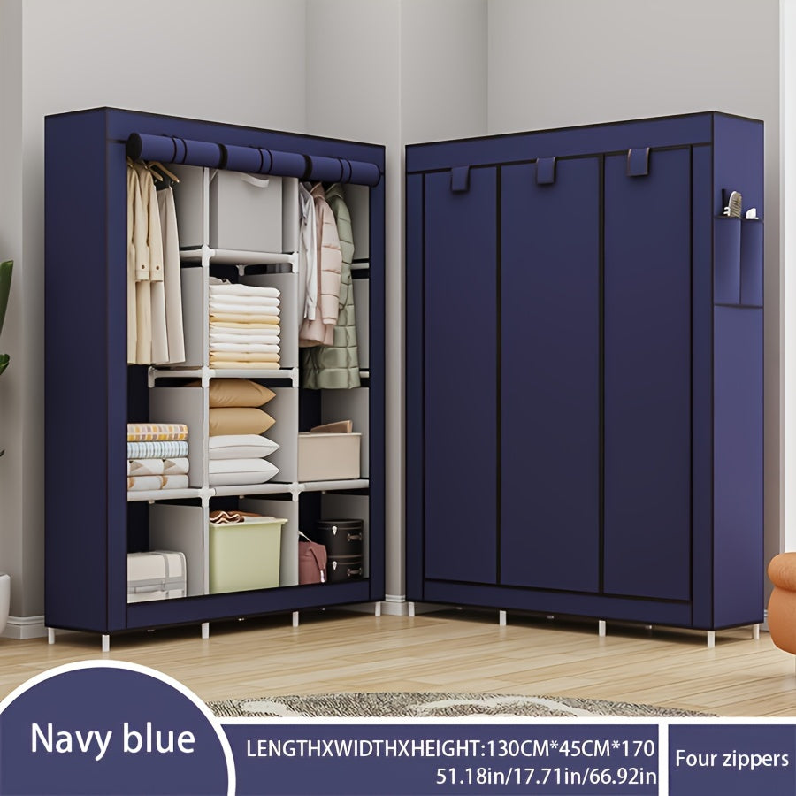 Wardrobe with Adjustable Shelves - Modern Design, Easy Assembly, Multi-Purpose Storage Solution for Bedroom & Home, 129.54cm Wide x 170.18cm Tall