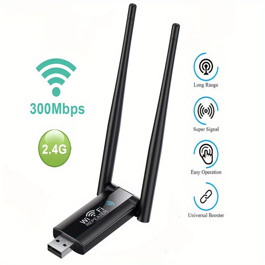 USB WiFi Extender - Boosts signal range and speed for home routing, noise-free, portable.