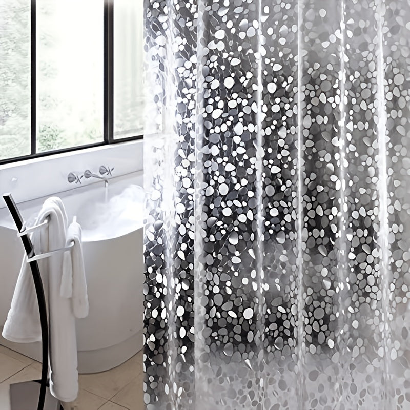 1pc 3D Pebble Pattern Shower Curtain, Water-Resistant Polyester Fabric, Easy to Clean, Ideal for any room, Space-Themed, Christmas Decor.