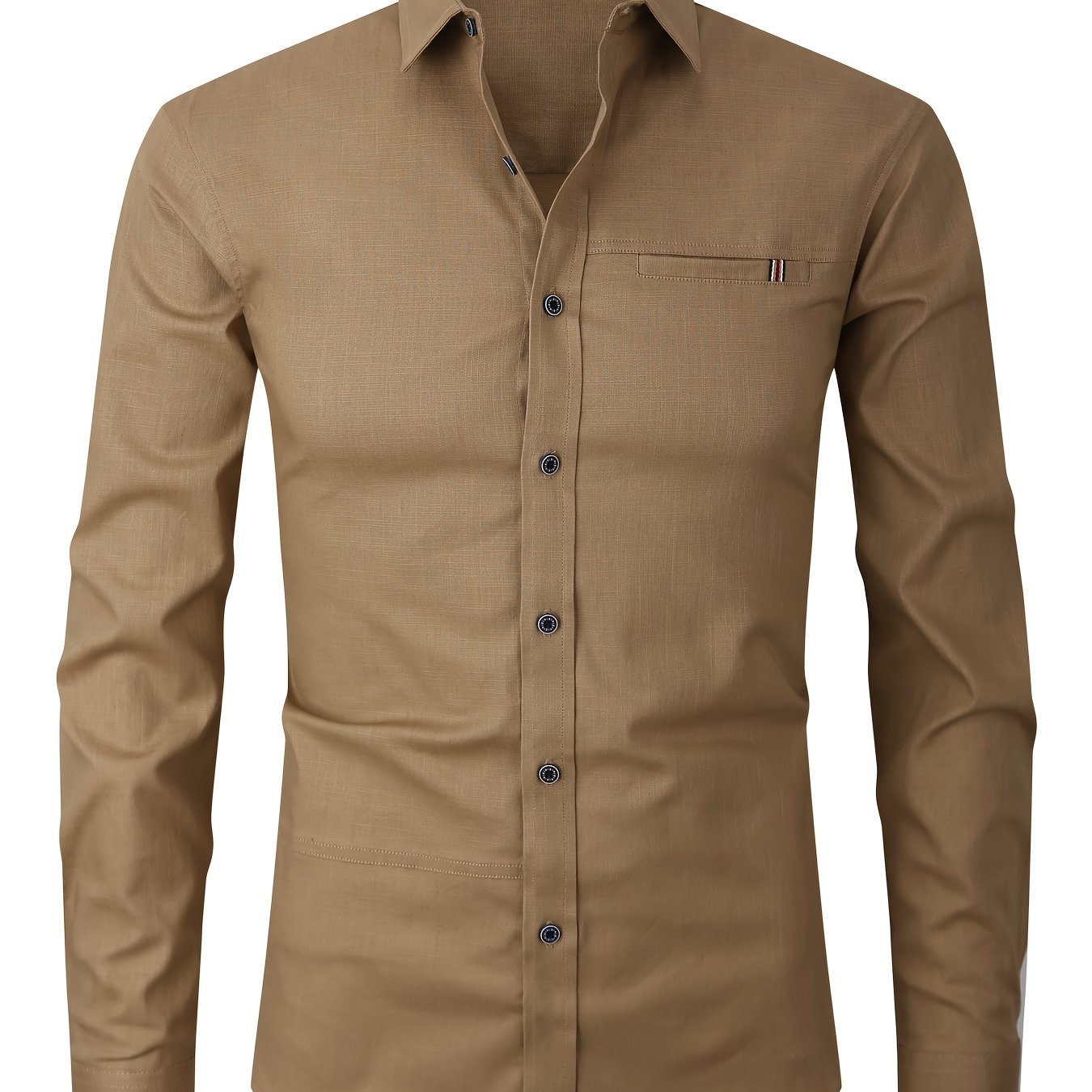 Men's Solid Long Sleeve Button Up Shirt for Daily Wear, Spring/Fall Outdoor Fashion