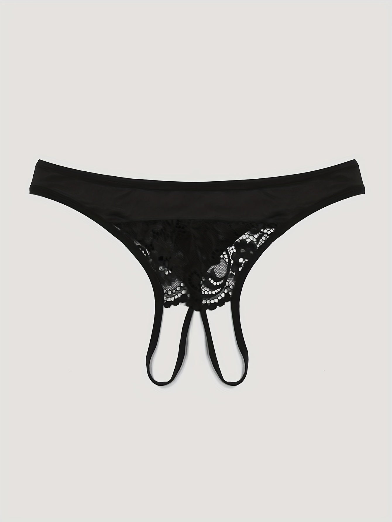 Heart print lace thongs for women: sexy lingerie for low-waisted, open-crotch style.