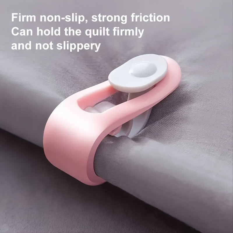 Six pieces of pink quilt fastening clips - Non-slip, effortless installation bedding accessories with a sturdy grip, can be reused and washed.