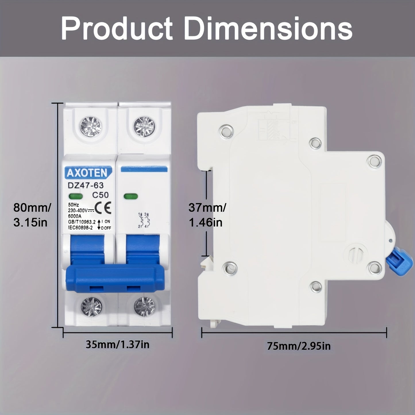 DC Photovoltaic Circuit Breaker for Solar And Communication Systems DZ47-63 Miniature Circuit Breaker 2P16A/20A/32A, suitable for Photovoltaic systems.